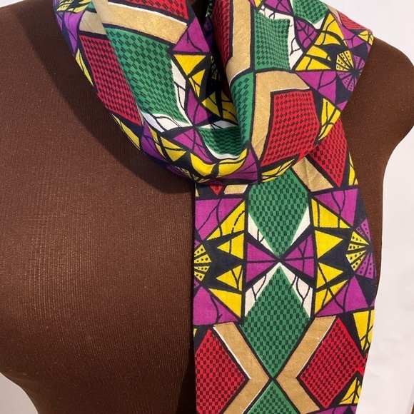 Hand Crafted Ankara African Print Headband/Scarf/Stole and Button Earrings Green main image 7
